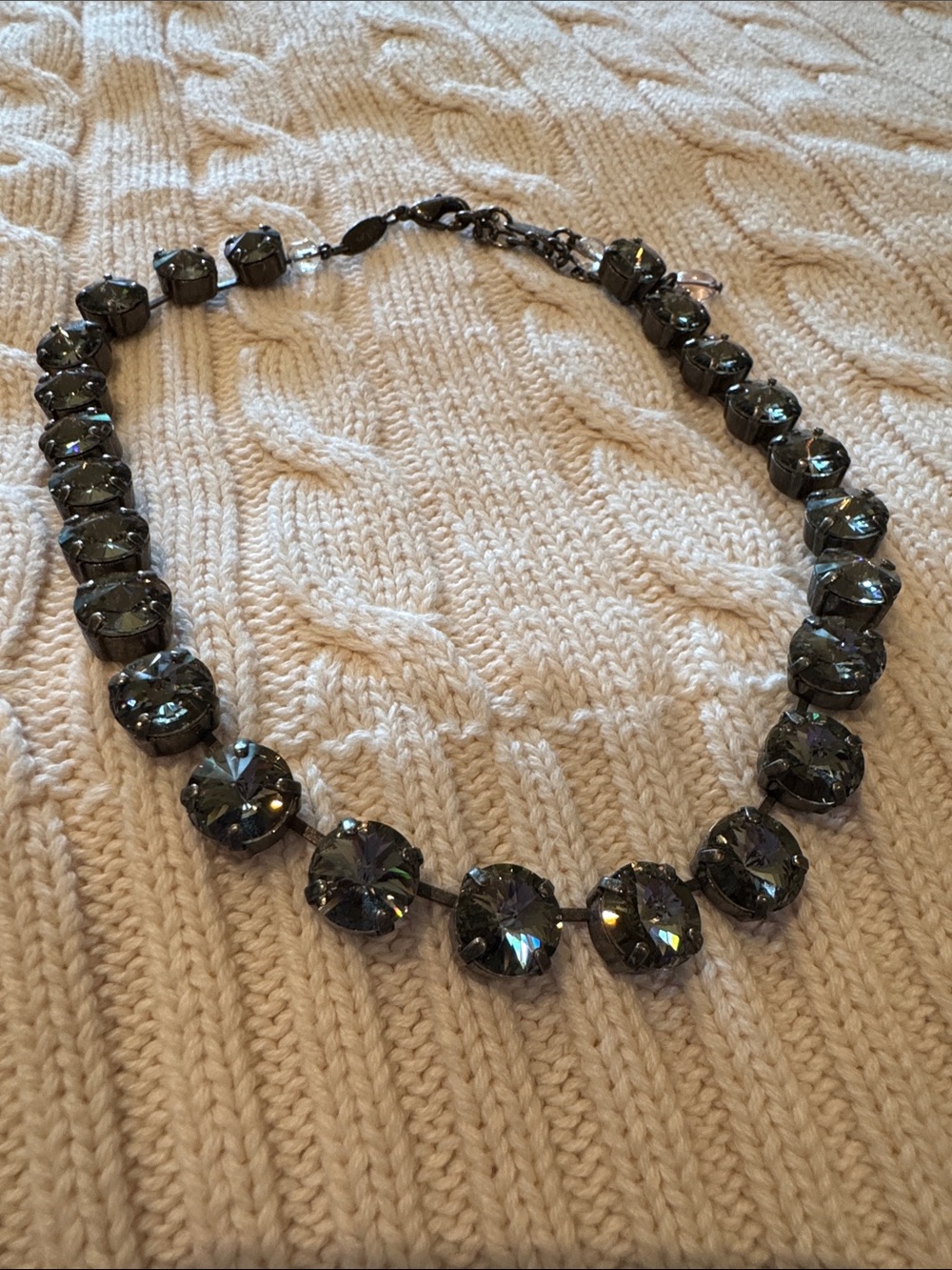 Sabika Smoky Charcoal Crystal Round-Link Necklace